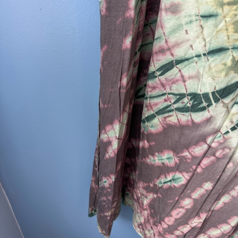 EARTHBOUND Green and Purple Maxi Dress Fringe Front Resort - Picture 4 of 7